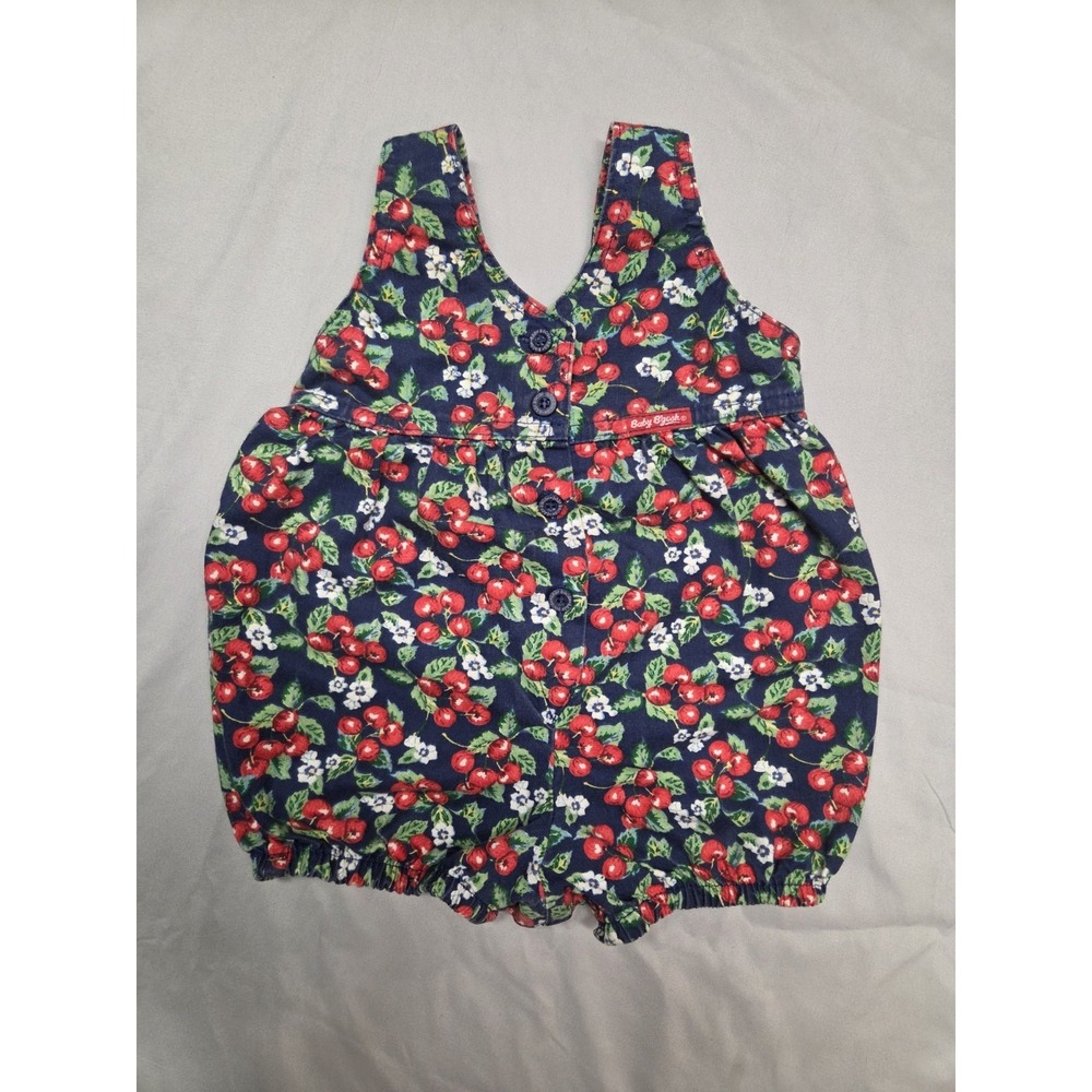 Vintage 90s Baby B'gosh Cherry Tree Overall Romper Bubble 6-9 Months See Photos